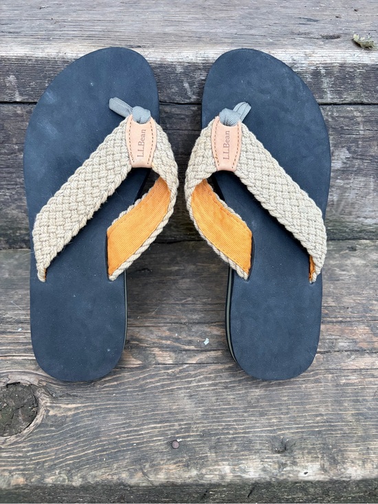 L.L. Bean Shoes - L.L. Bean Women's Main Isle Sandal with Tan Braided Straps and Black Footbed